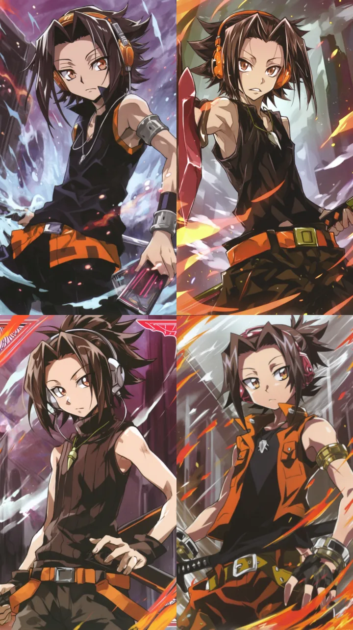 Yoh Asakura from Shaman King, close shot, Holding 