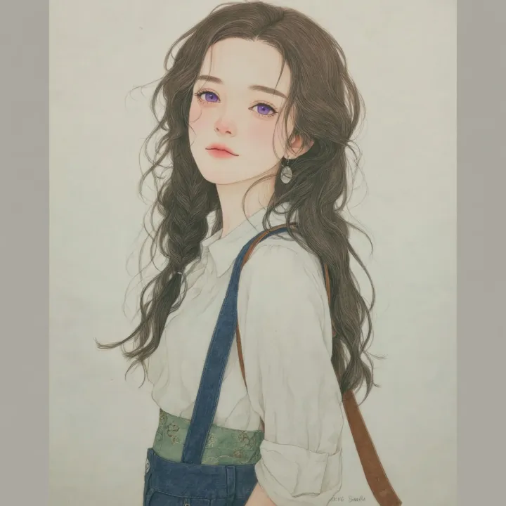 This artwork depicts a beautiful female character,