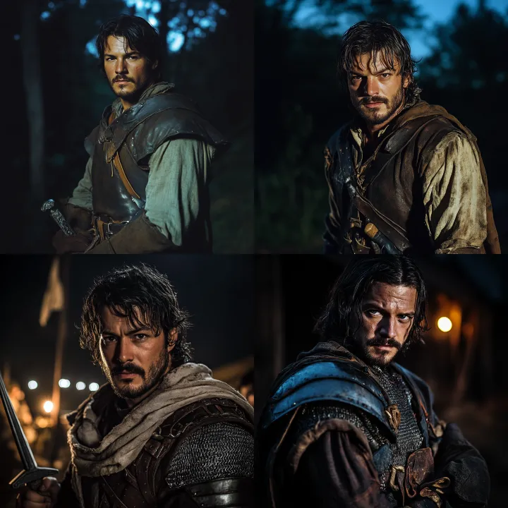 Marc-André Grondin as a medieval warrior, wearing 