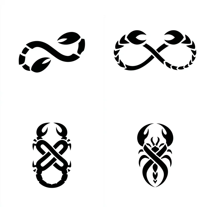 create a minimal scorpion tattoo which is built up