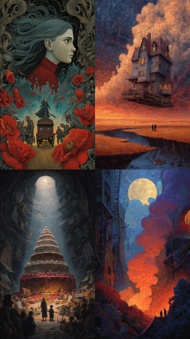 The Grand Hoax, storybook illustration, oil painti