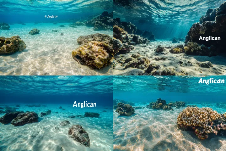 Underwater view of coral reef , clear blue water ,