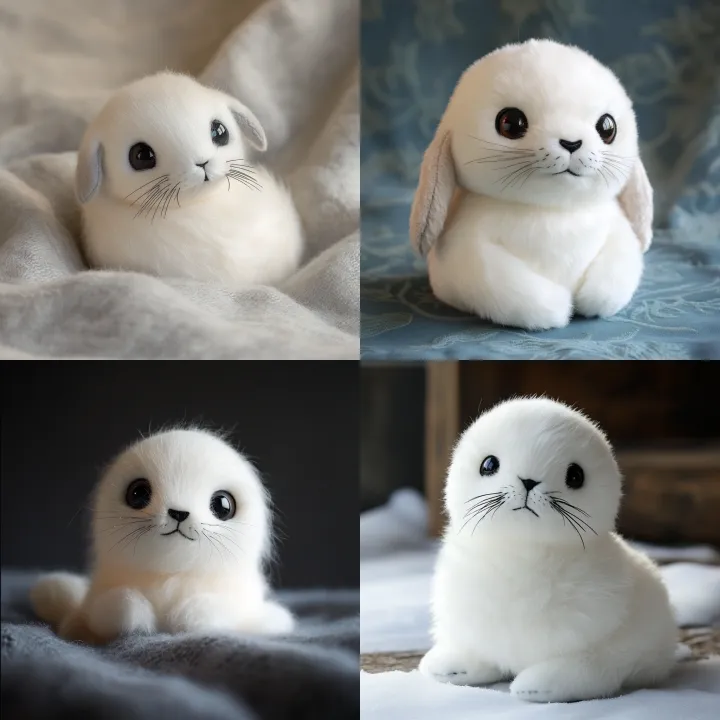 a cute stuffed animal that part baby seal , part b