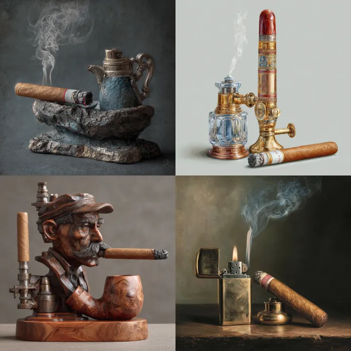 cenicero con cigarro y mechero