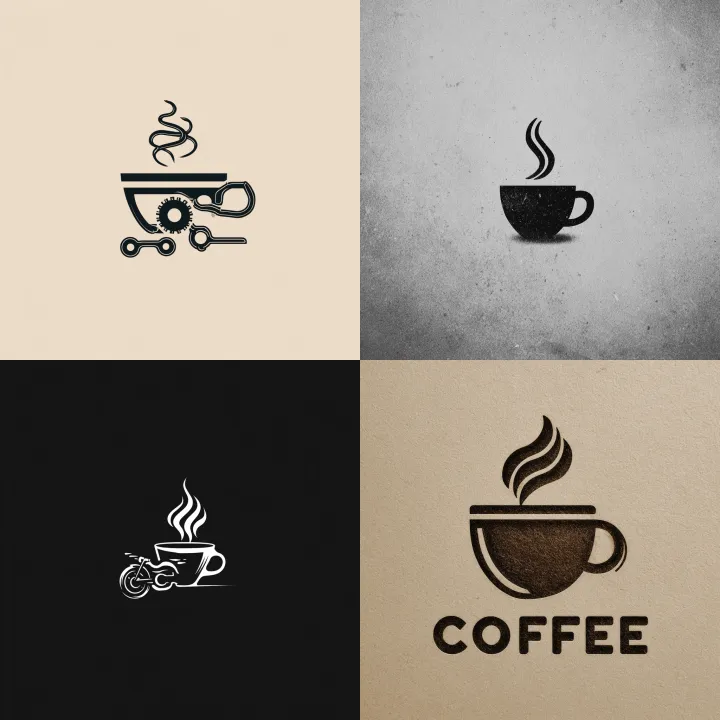 a minimalist logo that is a steaming coffee mug ma