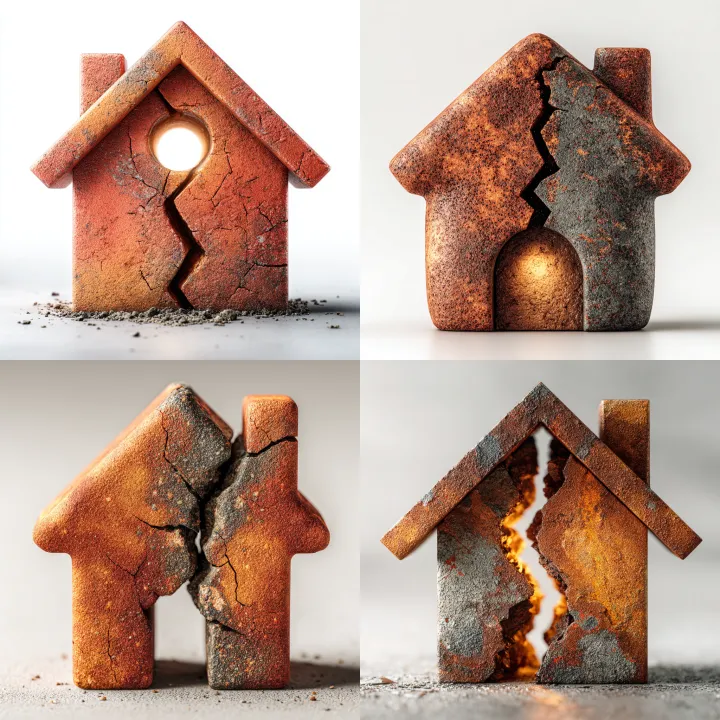 3D icon of a simple house rust color smooth, matte