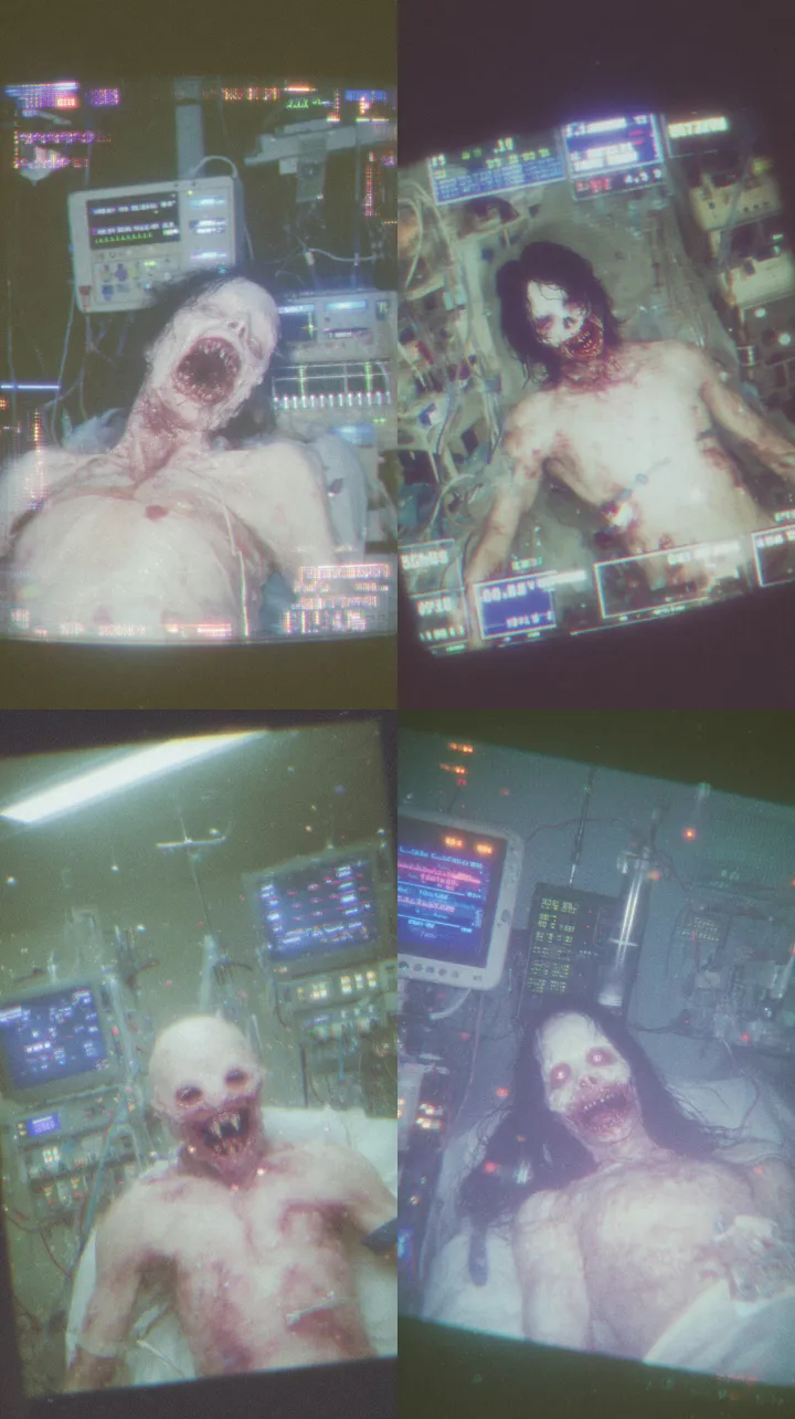 Ultra-realistic hospital ICU horror scene, a grote