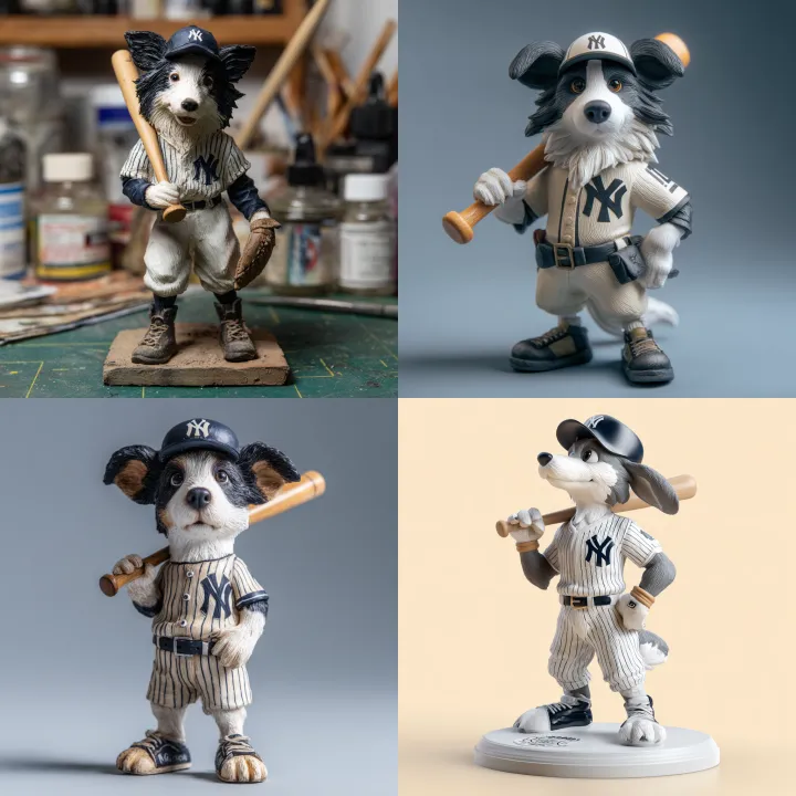 create a figurine using a white border collie in a