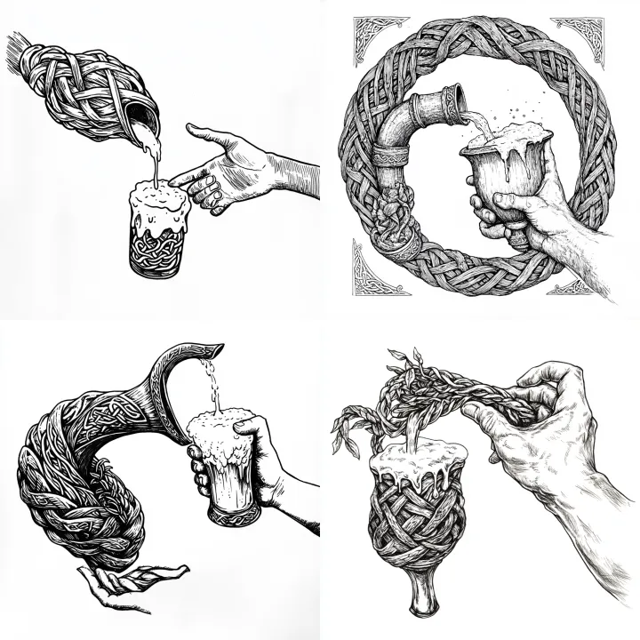 A simple linear illustration made of Celtic knots,