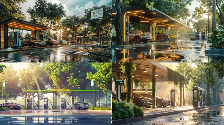 eco-friendly car wash station with electric vehicl