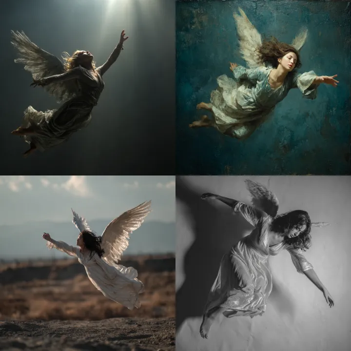 an adult female angel falling towards the ground r