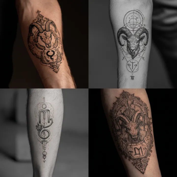 a tattoo with a Capricorn,cancer and pieces symbol