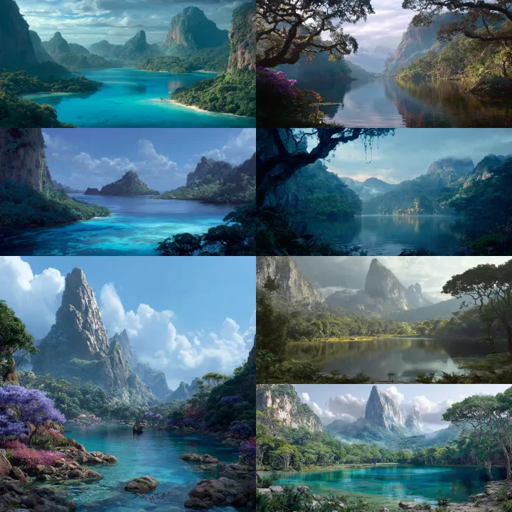 un lago magico nel mezzo di un bosco come se fosse