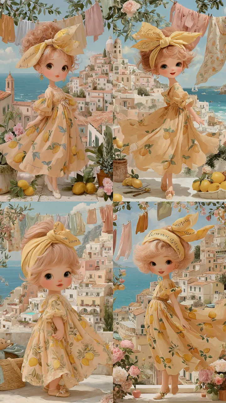 a chibi girl standing confidently on a sunny rooft