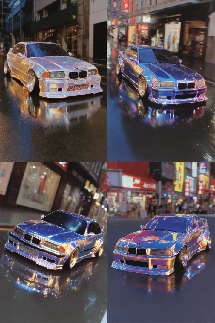 BMW e36 m3 modded widebody drifting at night on a 