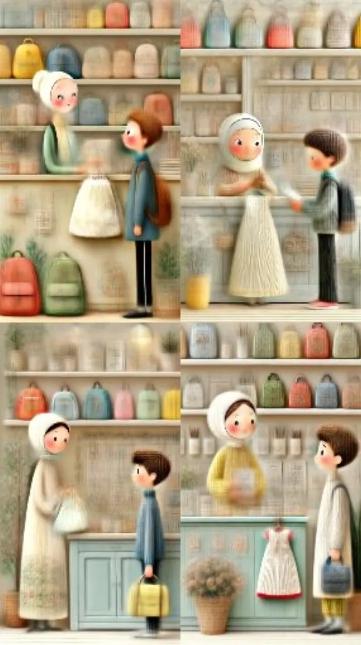 A cozy shop interior with shelves of colorful back