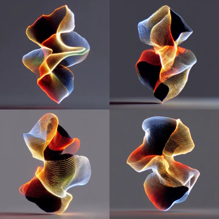 Abstract flat shapes stacked and staggered in 3D s