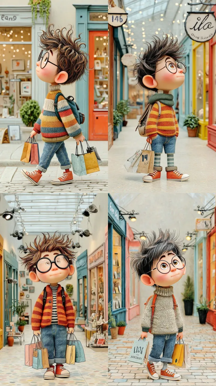 A 3D realistic scene of a young boy with a backpac