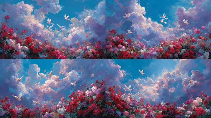 A majestic oil painting in the style of a religiou