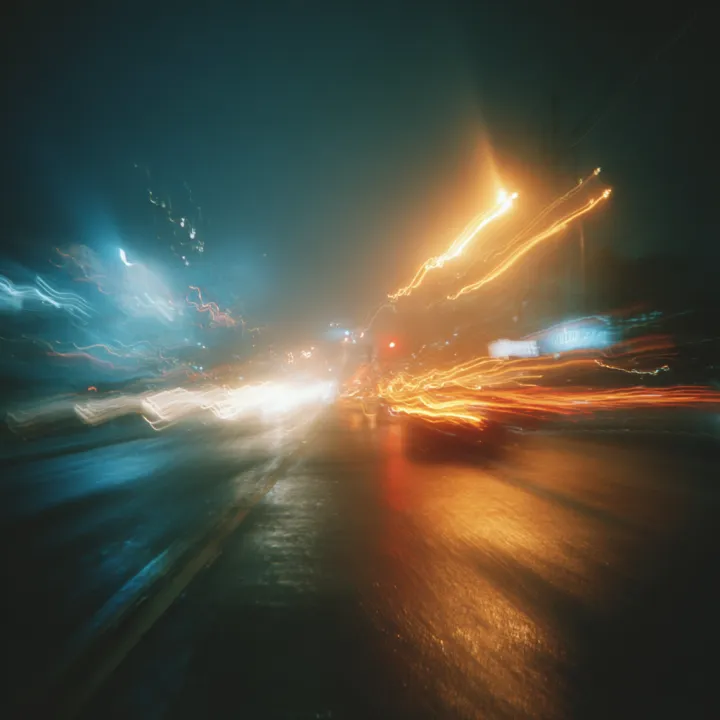 a blurry iphone photo, light traces, in miami drun