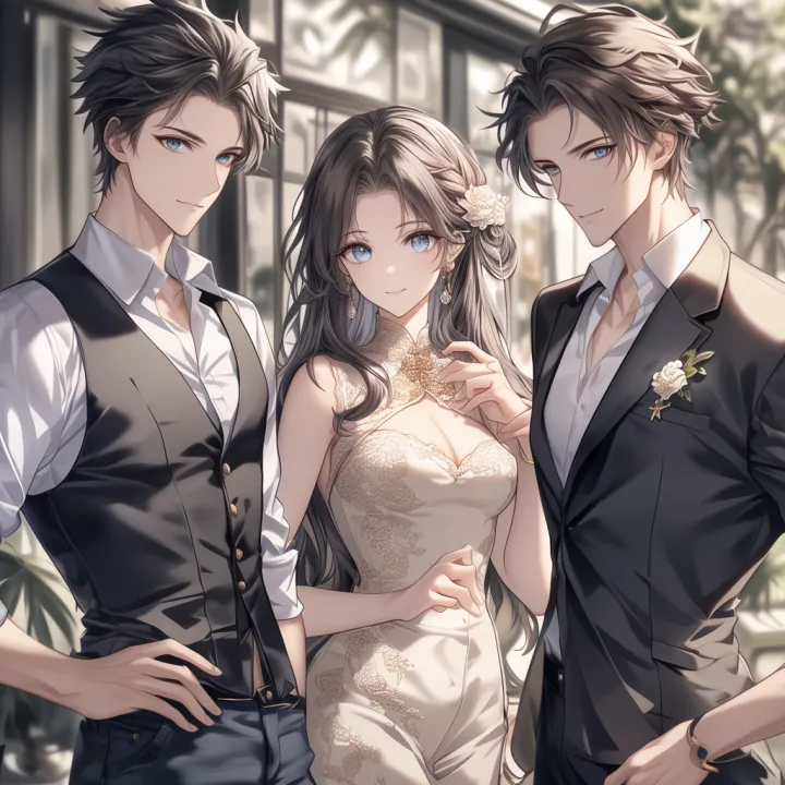 Three people, a handsome 20 year old male, short b