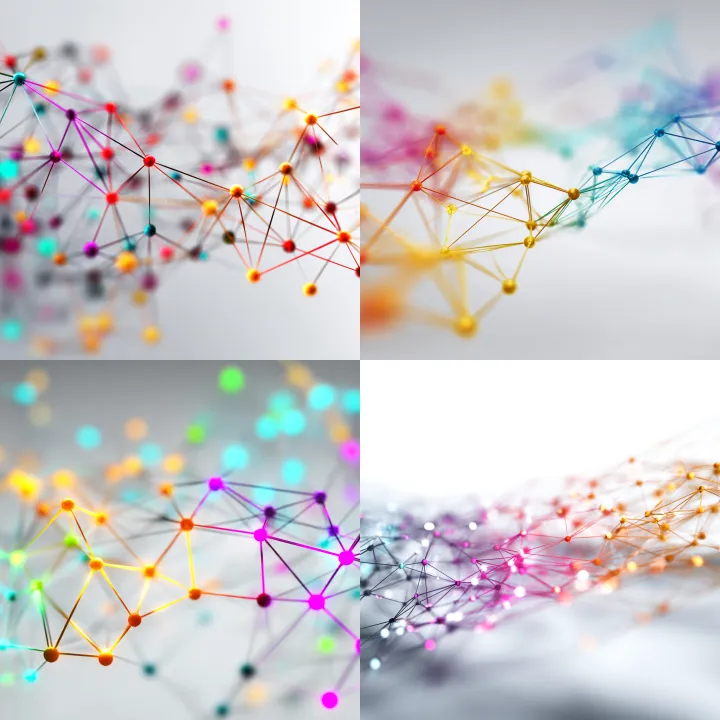 a technology concept with glowing multi-coloured c