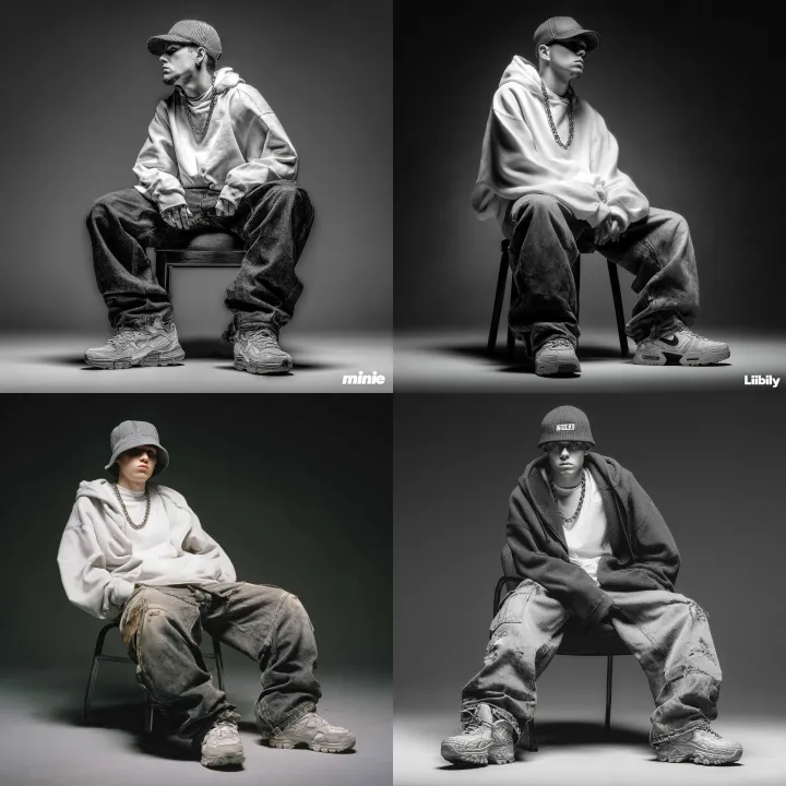 A realistic photo of a young man, Eminem fan style
