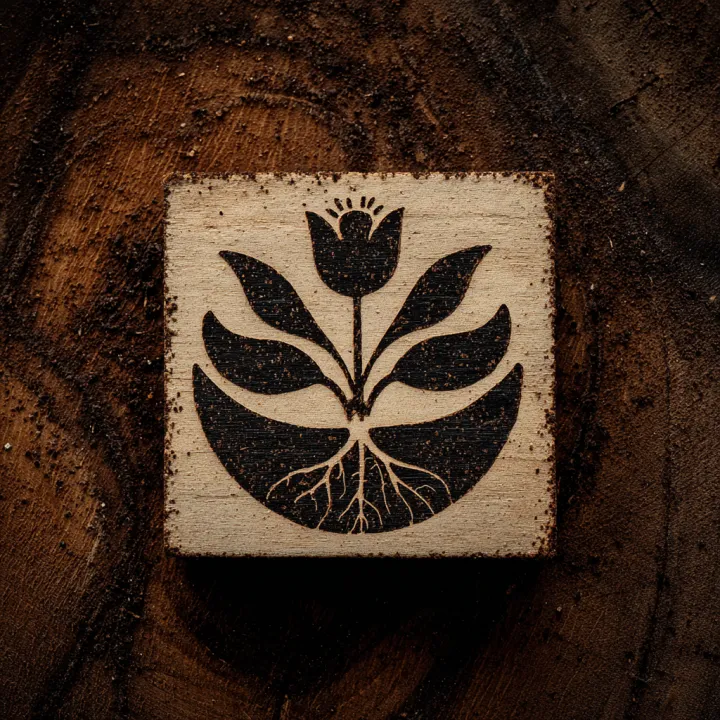 simple block print logo for a flower farm in flori