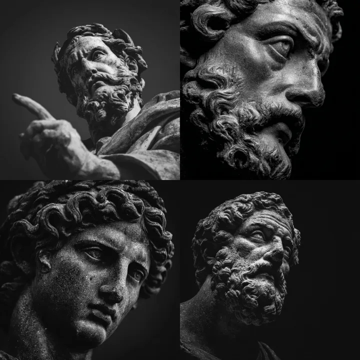 image of perses god as a statue, portrait, black a