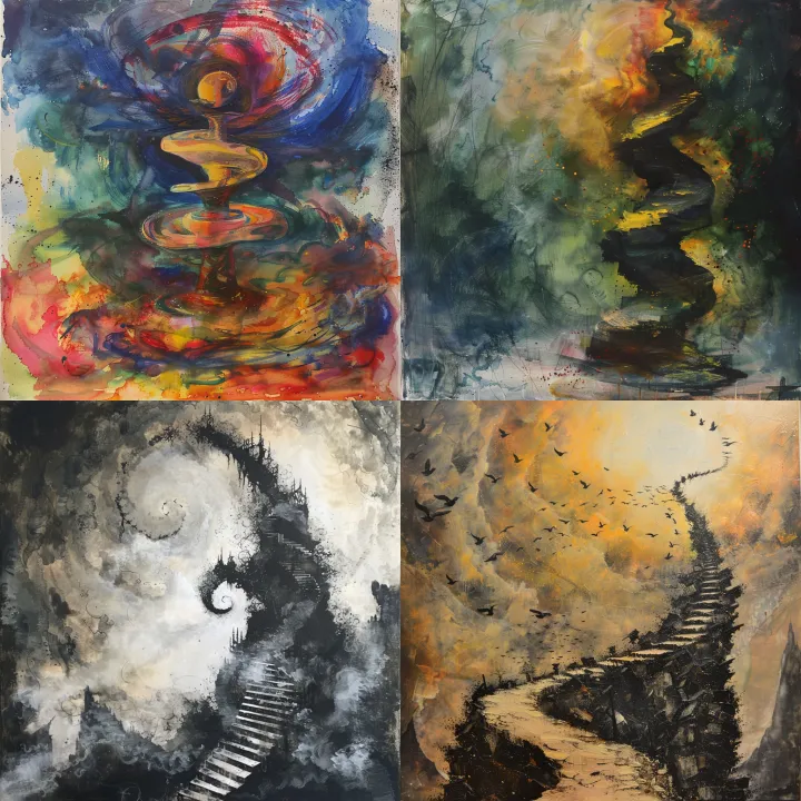 the simple magical spiral tower of warm winds, oil