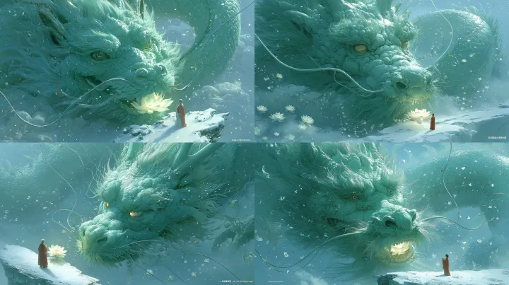 Close-up cinematic shot of a Chinese dragon with i