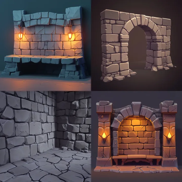 low poly dungeon wall