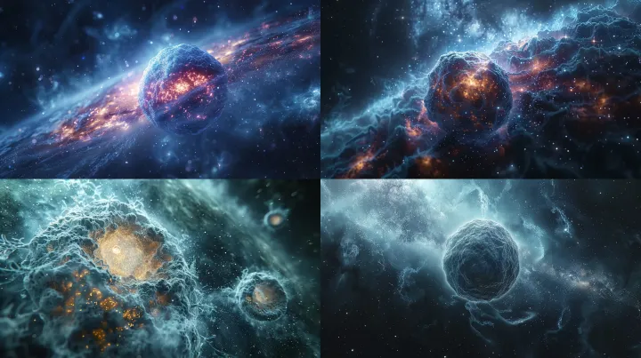 clean cinematic space render of a single proto-cel