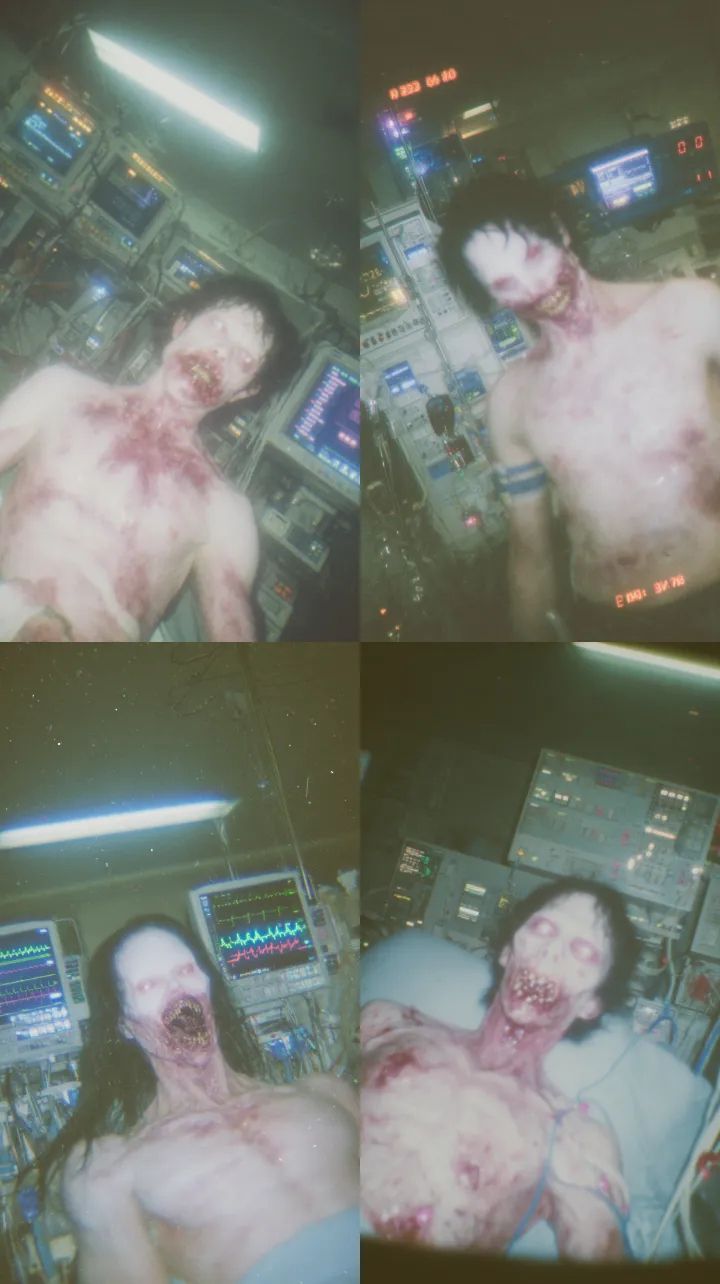 Ultra-realistic hospital ICU horror scene, a grote