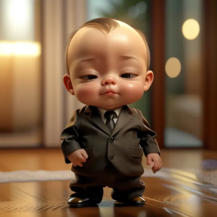 Create a 3D Rendered Image of a Character Inspired by Boss Baby in ComfyUI