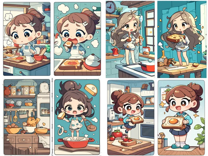 two vertical panel pages for a comic book. cute gi