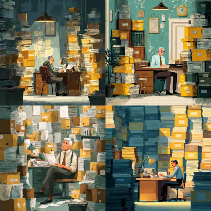 an IRS agent sitting in an office doing stuff with