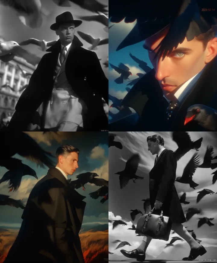 cinematic black & white and a touch of neon color 