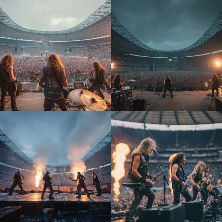 German heavy metal band playing in a stadium