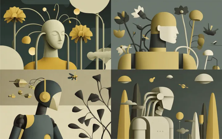 A surreal symbolic illustration of a self-designed