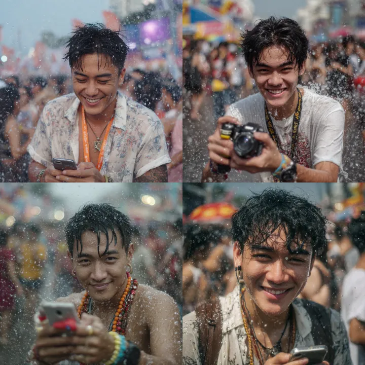 Mid shot of a Thai Guy in Songkran Festival Cut sm
