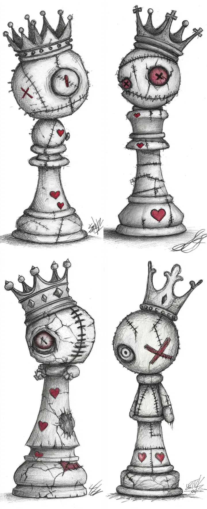 Draw a chess piece king that's come alive, with on
