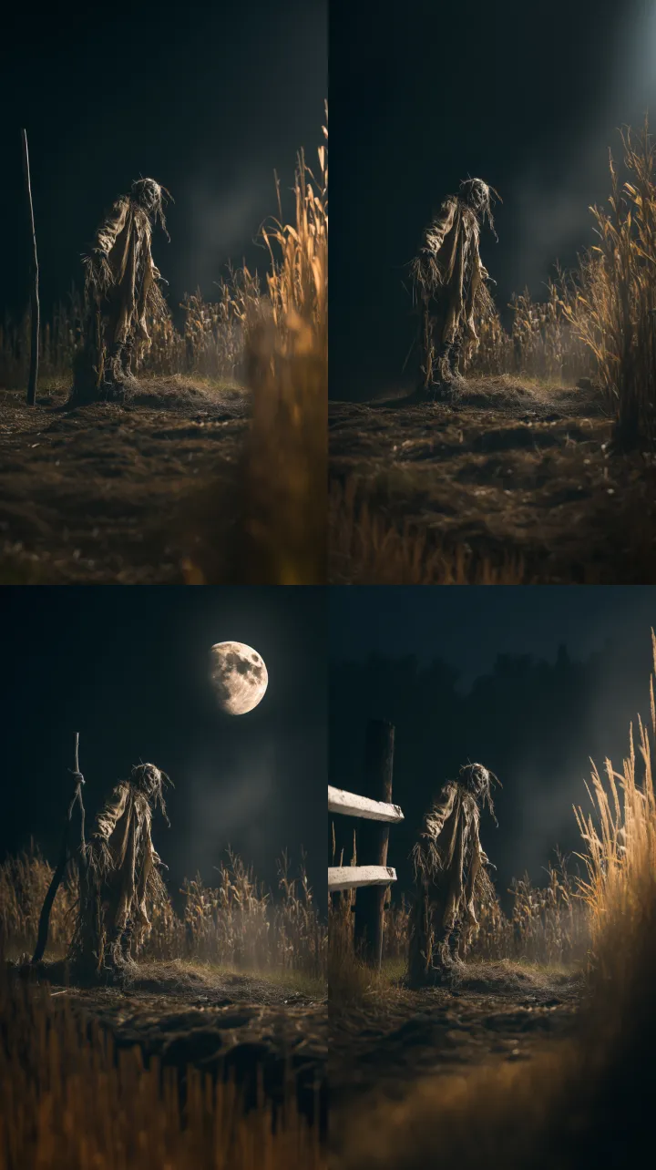 Cinematic scary night horror movie scene, palette 