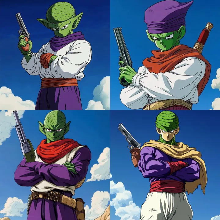 piccolo holding a handgun --sref https://s.mj.run/