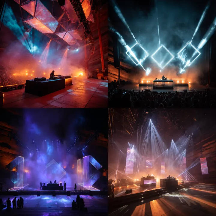stage production for a DJ solo show at red rocks r