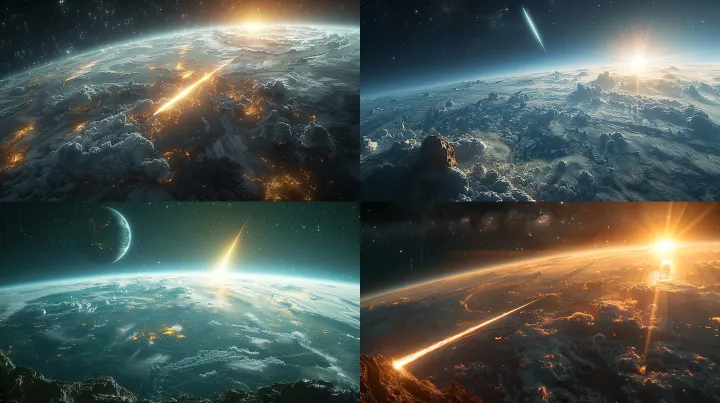 realistic cinematic wide shot of early Earth with 