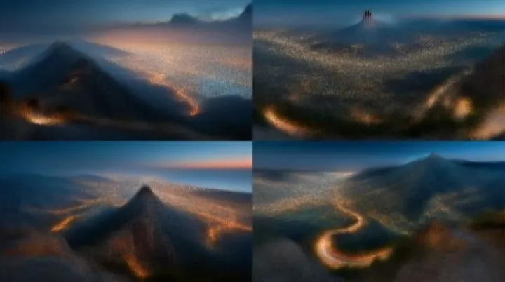 Ultra realistic night cityscape, photographed from