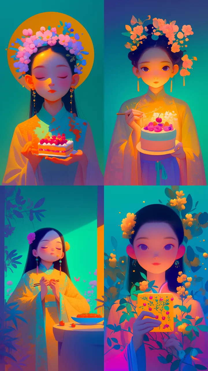 Mantra: A gongbi painting of a 5 year old black lo