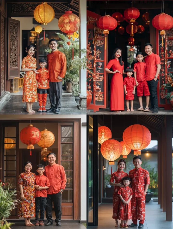 indonesian family standing in front of minimalist 