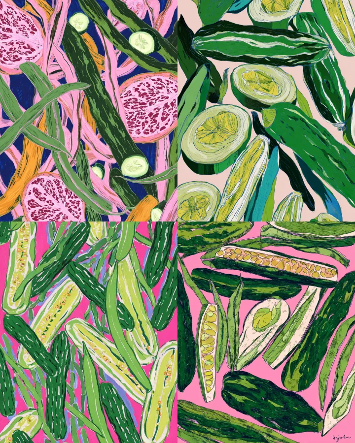 A vector graphic pattern featuring illustration of
